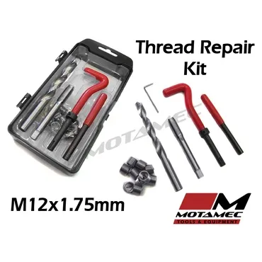 Motamec Tools M12 x1.75mm Thread Repair Re thread helicoil insert Kit 15pc