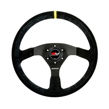 Motamec Pro Race Rally Steering Wheel Flat 3 Spoke 350mm Black Suede Black Spoke